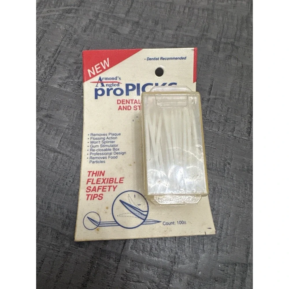 Vintage Armond's Angled proPICKS Dental Cleaners 100 ct Sealed Carded USA  70 80